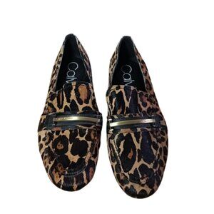 Calvin Klein Womens Orianna Loafers Leopard Print 2025 Fur Leather 7